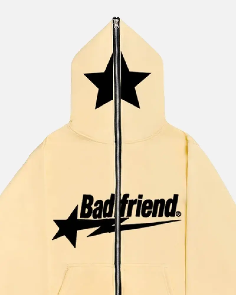 Bad Friend Full Zipper Hoodie Beige/Black Bad Friend Full Zipper Hoodie Beige/Black