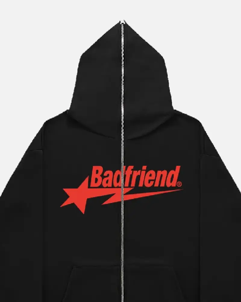 Bad Friend Full Zipper Hoodie Black/Red Bad Friend Full Zipper Hoodie Black/Red