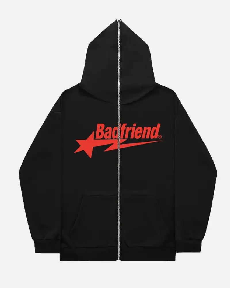 Bad Friend Full Zipper Hoodie Black/Red Bad Friend Full Zipper Hoodie Black/Red
