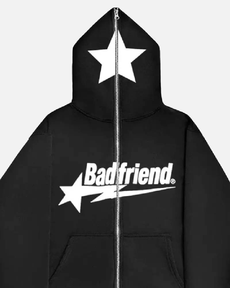 Bad Friend Full Zipper Hoodie Black/White Bad Friend Full Zipper Hoodie Black/White