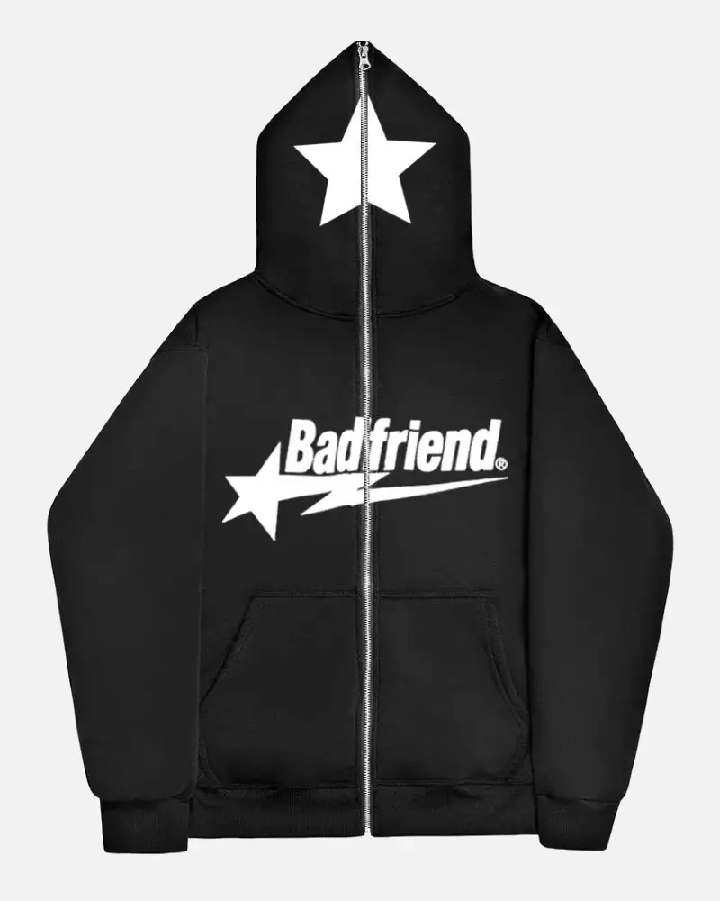 Bad Friend Full Zipper Hoodie Black/White Bad Friend Full Zipper Hoodie Black/White