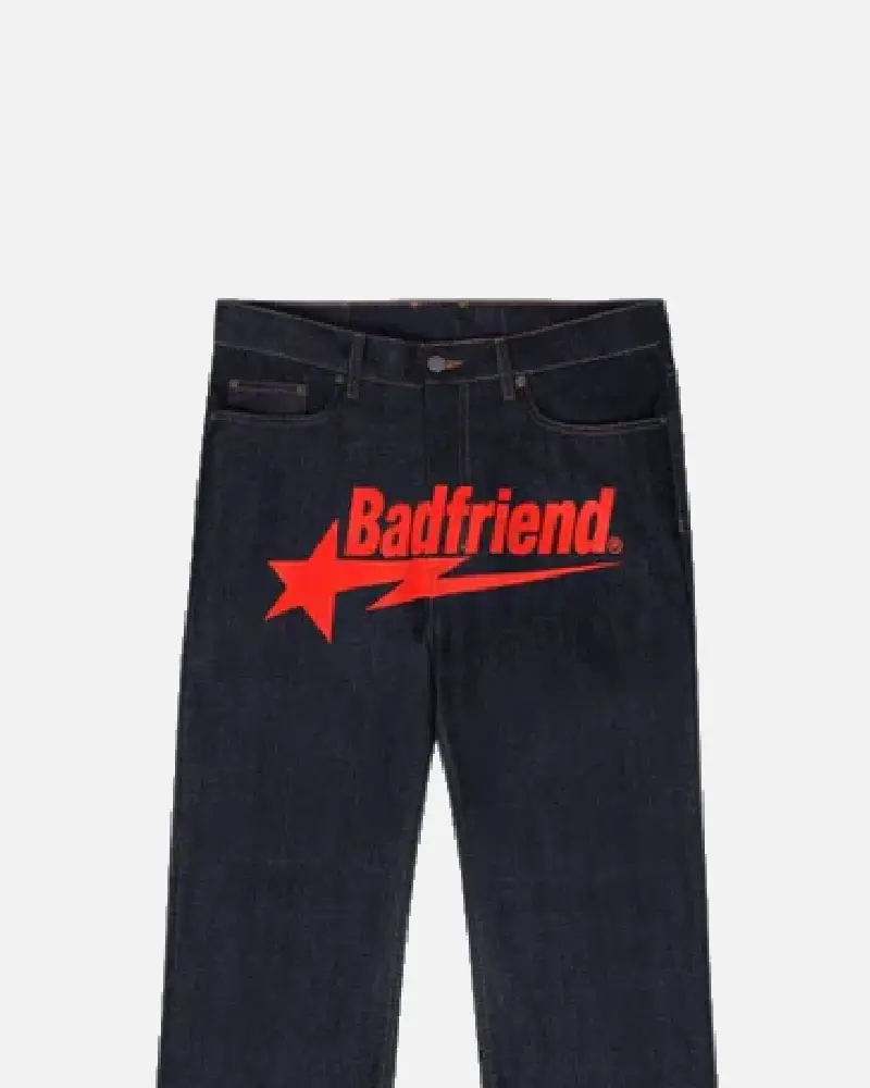 Bad Friend Latter Printed Jeans Black/Red Bad Friend Latter Printed Jeans Black/Red