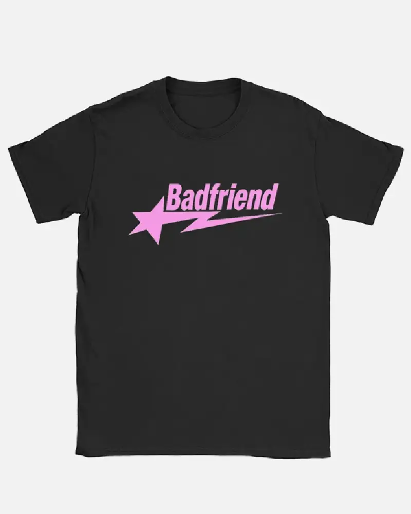 Bad Friend Letter Print Shirt Black/Pink Bad Friend Letter Print Shirt Black/Pink
