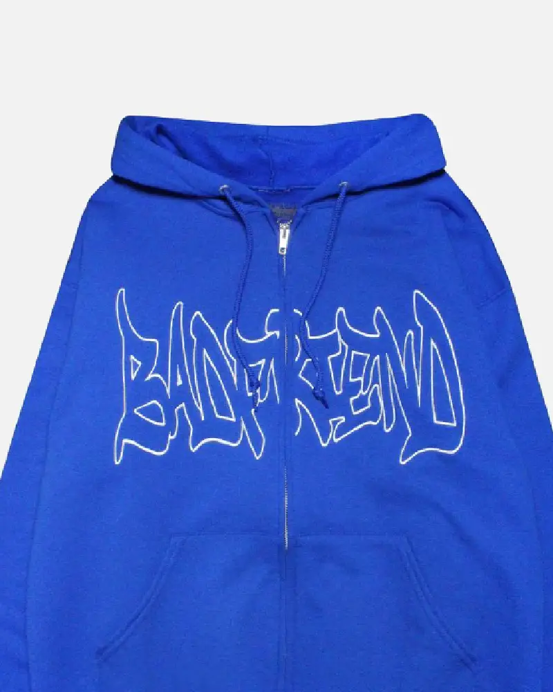 Bad Friend Graffiti Zip Up Hoodie Blue Bad Friend Graffiti Zip Up Hoodie Blue